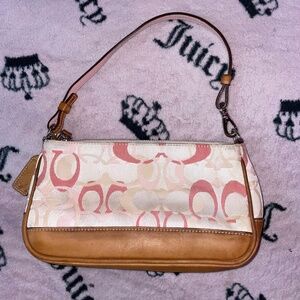 vintage pink coach logo shoulder bag